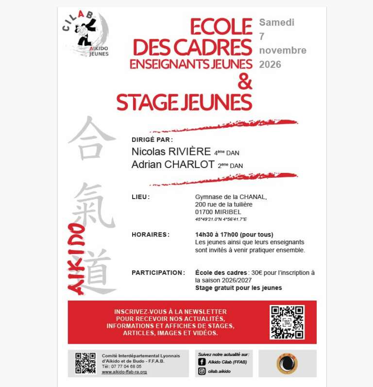 Lire la suite à propos de l’article Stage jeunes + Ecole des cadres enseignants jeunes