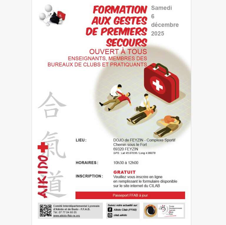 Lire la suite à propos de l’article Formation premier secours du 6-12-25 Inscrivez-vous !
