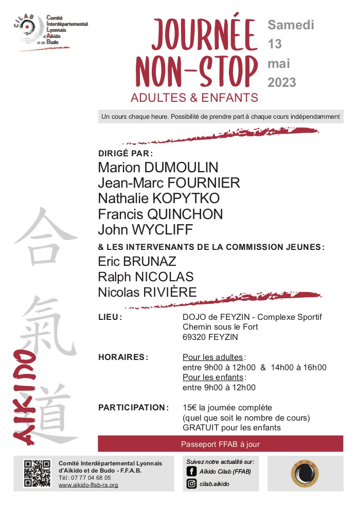 Lire la suite à propos de l’article Journée non stop AIKIDO – 13/05/2023