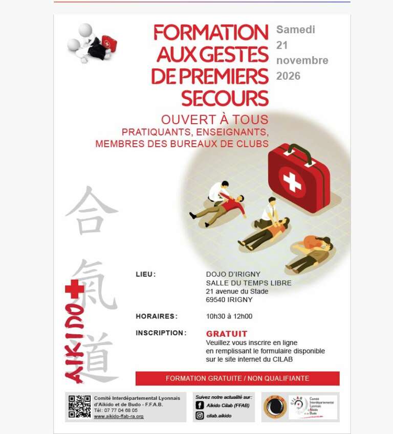 Lire la suite à propos de l’article Formation premiers secours du 21/11/26 après midi