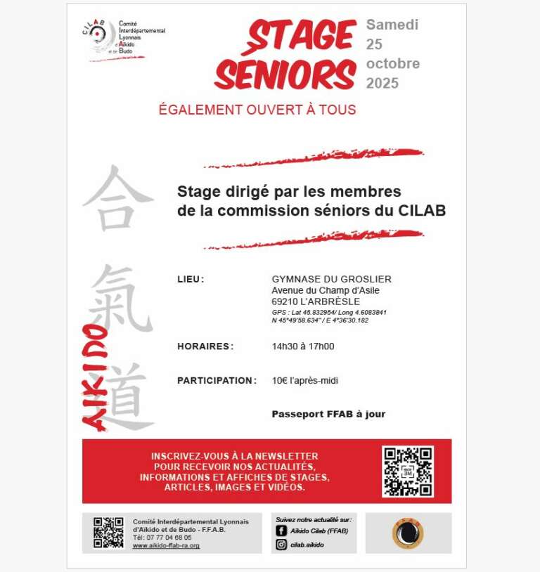 Lire la suite à propos de l’article Stage séniors et pour tous 25-10-25
